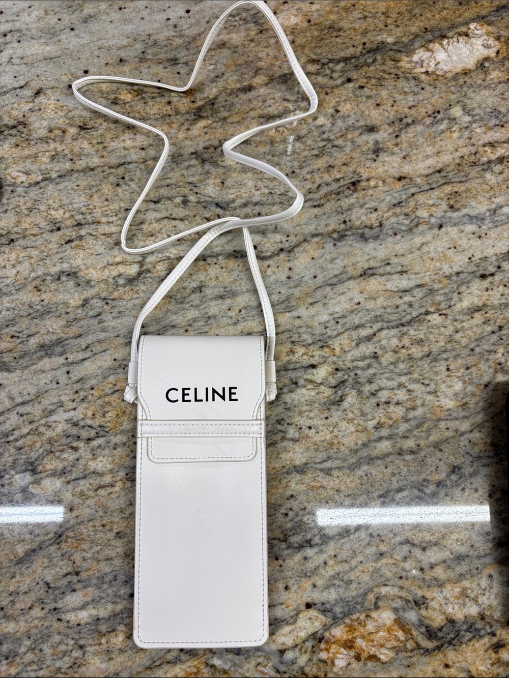 Celine off White Leather sunglasses Crossbody Pouch with Strap